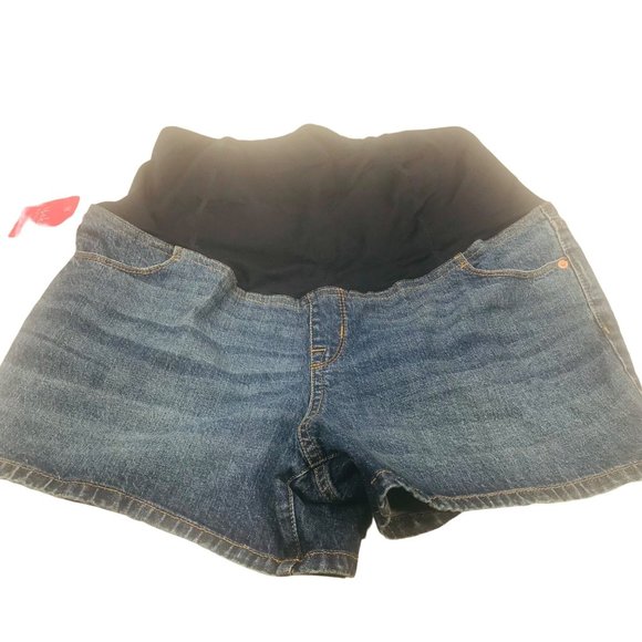 Isabel Maternity Pants - Isabel Maternity Women's Size 12 Crossover Panel Bermuda Blue Denim Short New
